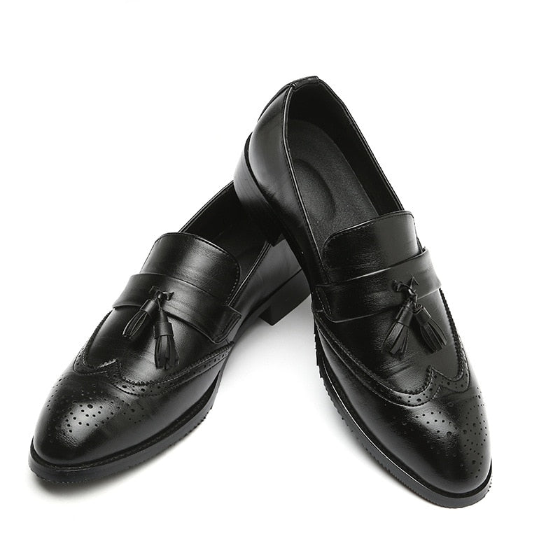 The T93 - Classic Wingtip brogue Leather Tassel Loafers For Men - Ashour Shoes