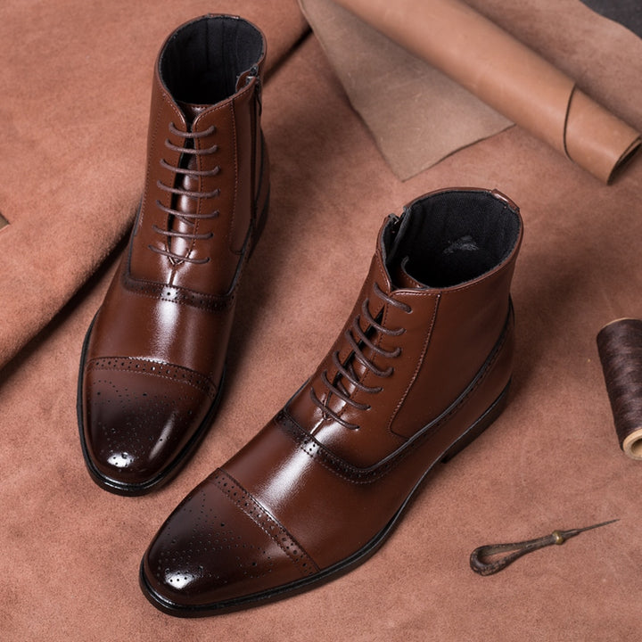 il Capo - Classic Zipper Leather Boots For Men