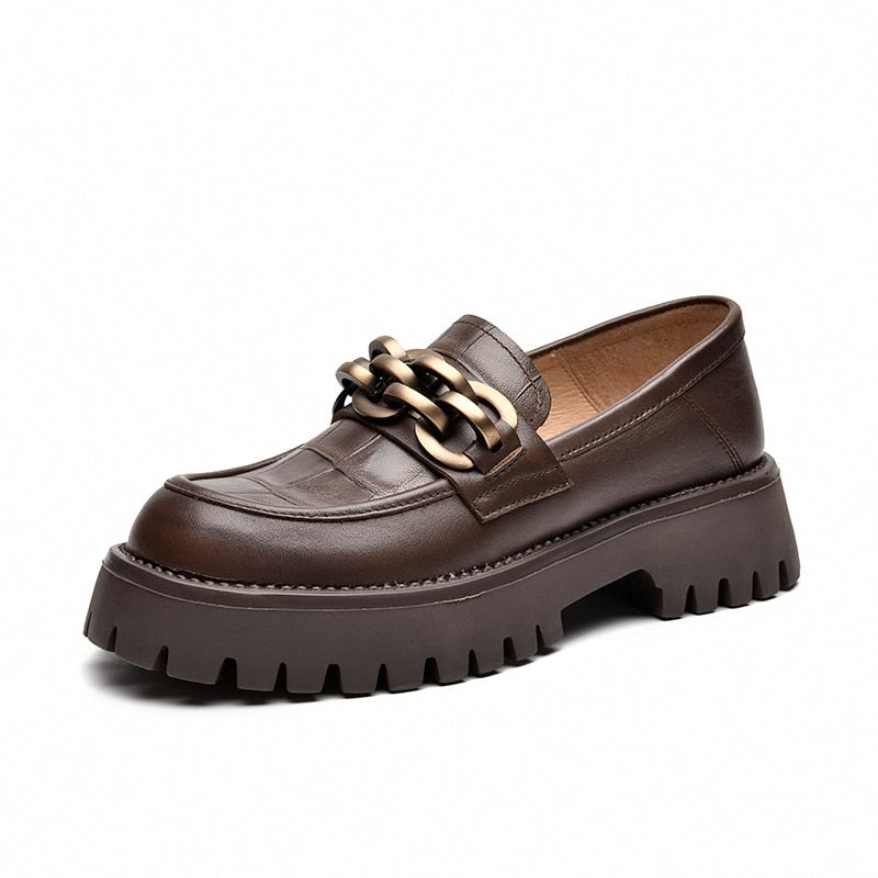 il Grosso - Chunky Genuine Leather Loafers for Women
