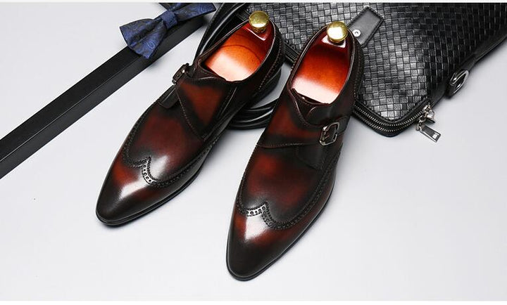 L'ultimo - Brogue Monkstrap Red Bottom Leather Shoes For men - Ashour Shoes