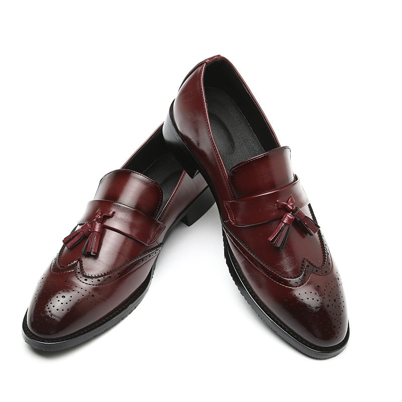 The T93 - Classic Wingtip brogue Leather Tassel Loafers For Men - Ashour Shoes