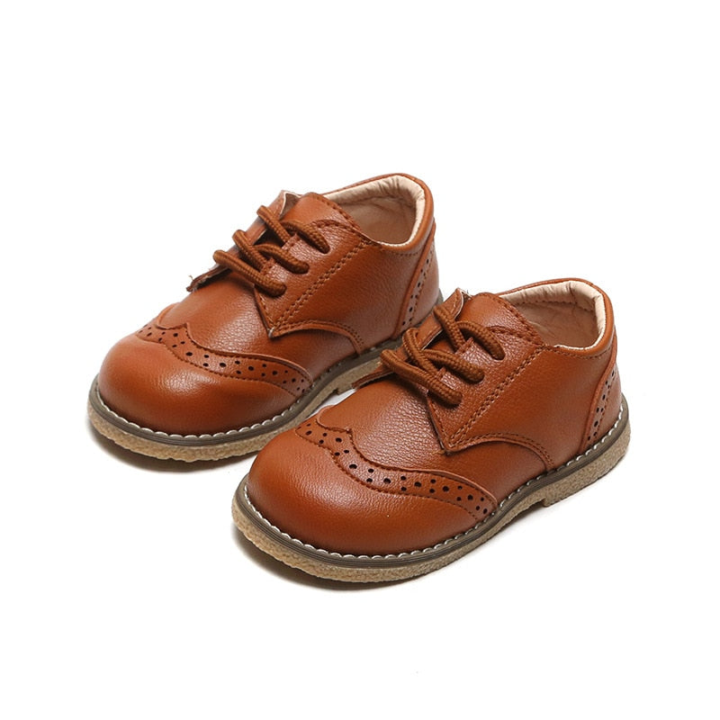 Elegant Leather Wingtip Formal Shoes For Kids - Dress shoes for boys