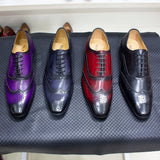 Autentico - Men's Classic Wingtip Oxford Leather Dress Shoes. Handmade - Ashour Shoes