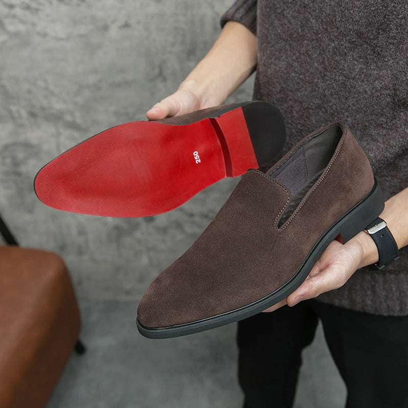 Red Suede Leather Loafers