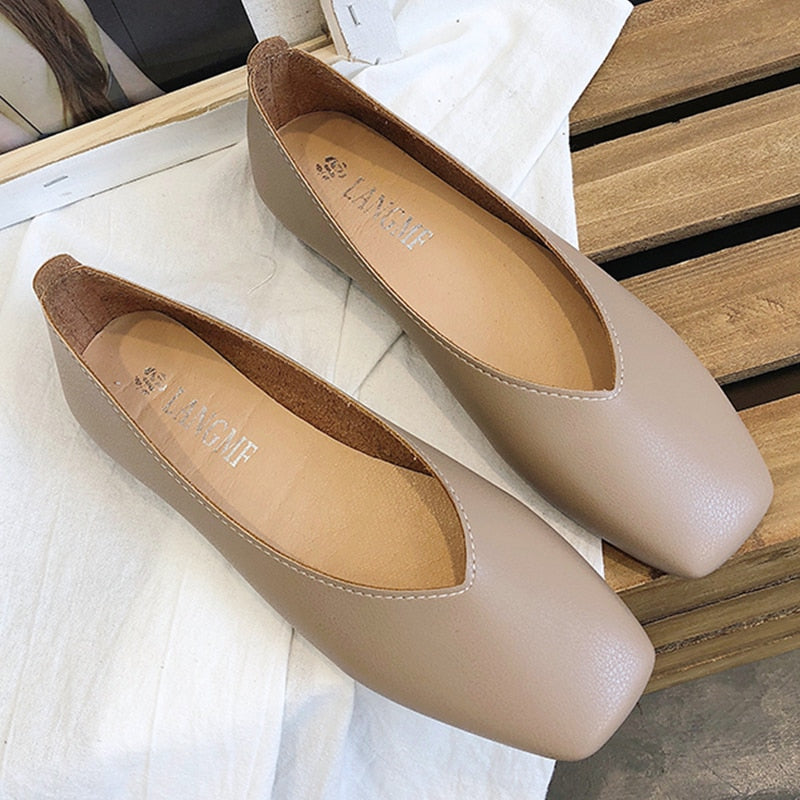 Lola - Leather Ballet Pumps/ Leather Flats For Women - Ashour Shoes