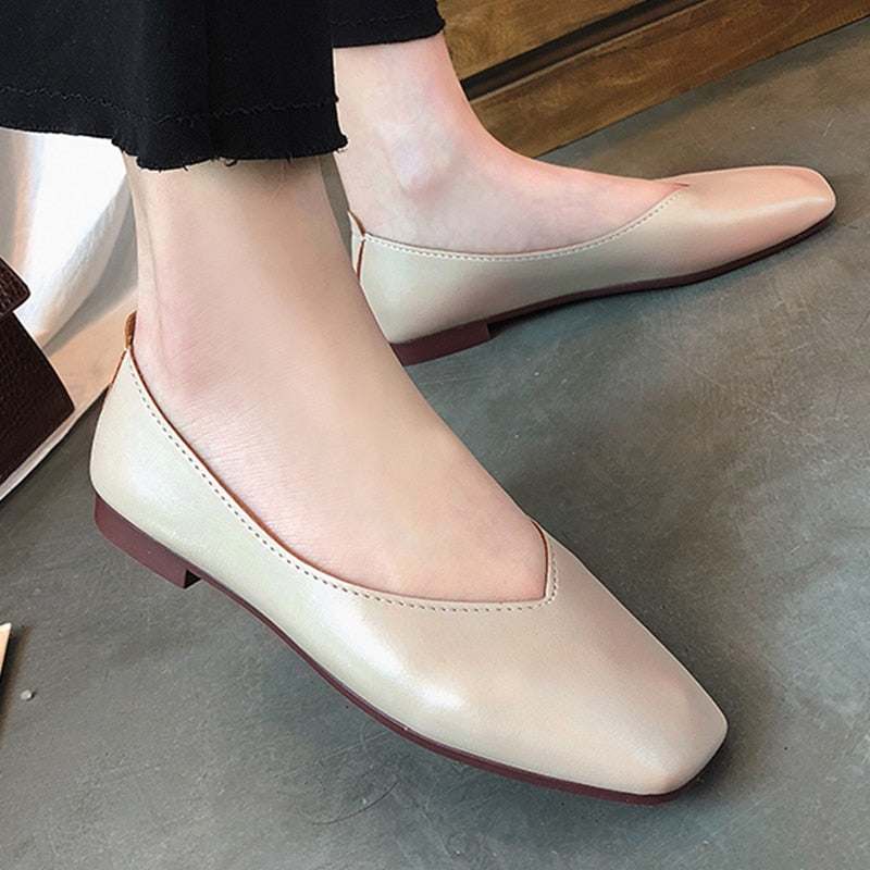 Lola - Leather Ballet Pumps/ Leather Flats For Women