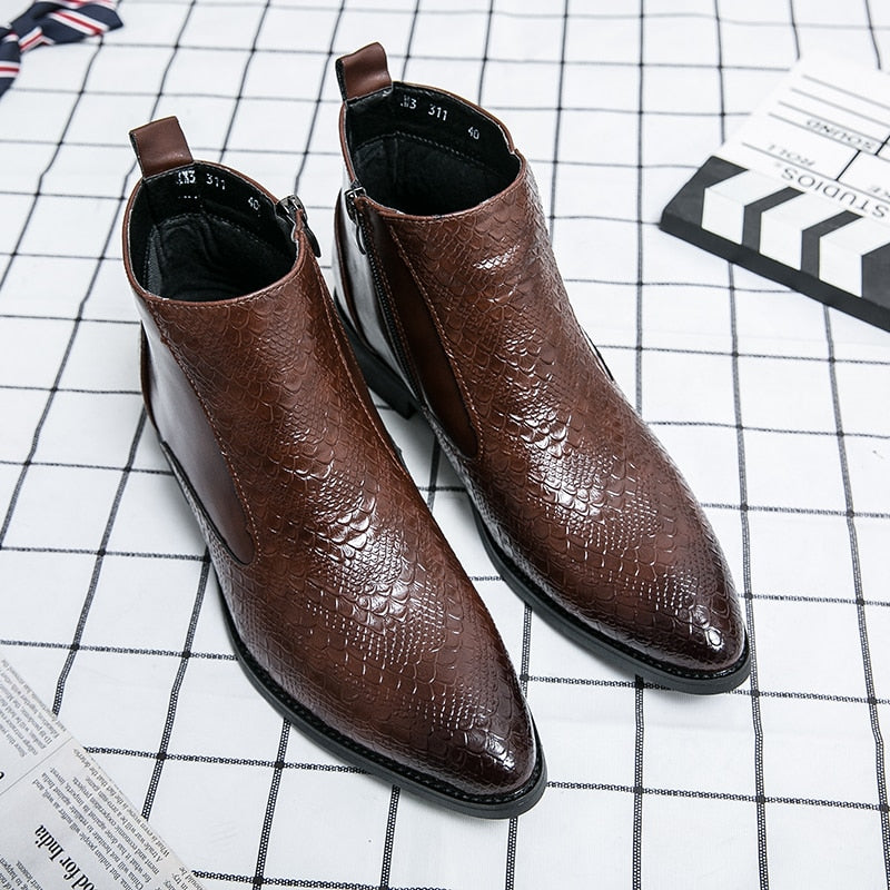il Paviese2 - Patent Leather Ankle Boots ( Zipper Boots For Men) - Ashour Shoes