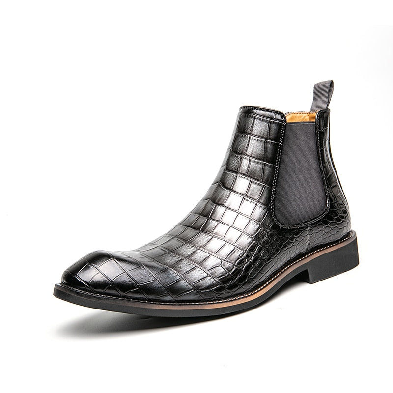 The Moro - Alligator Print Chelsea Leather Boots - Ashour Shoes