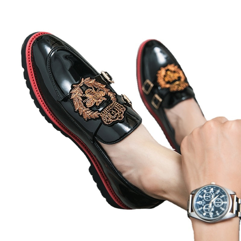 The Applique - Royal Loafers for Men with two buckles decoration