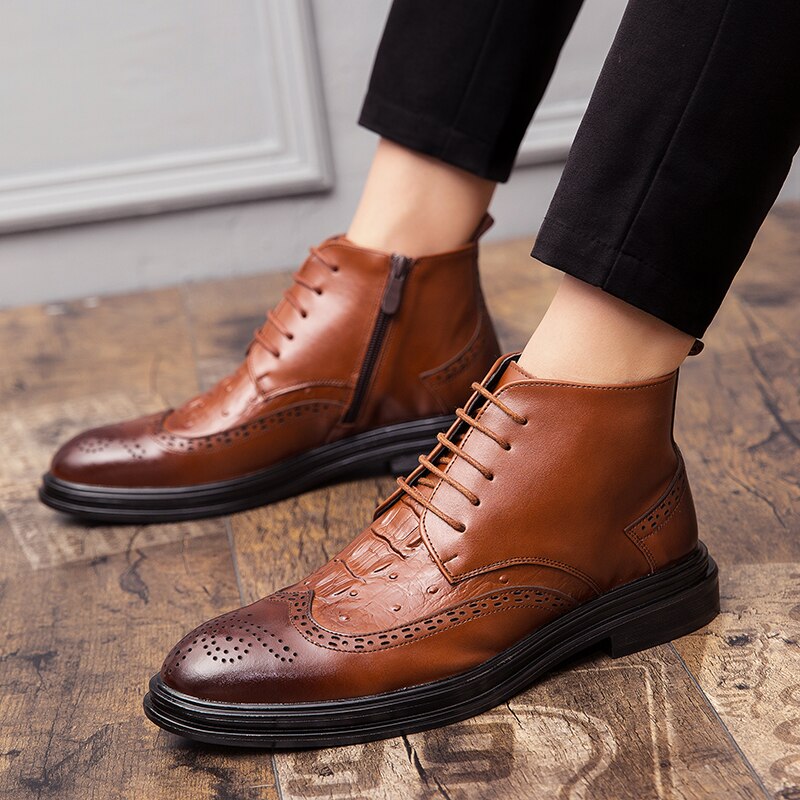 La Officina2 Ankle boots - Wingtip Leather Ankle boots for men (with zipper)
