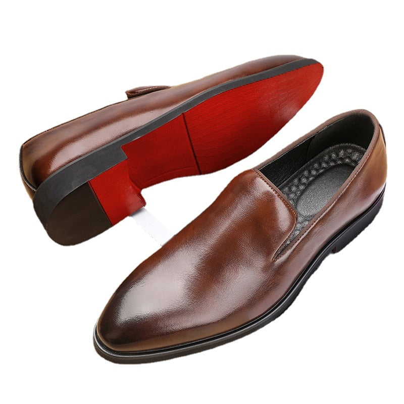 Vevli Rossi - Red Bottom Sole Suede Leather Loafers for Men Red / 41