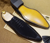 Emporimus2 - Suede & Alligator Print Leather Oxford Single Buckle dress Shoes - Ashour Shoes