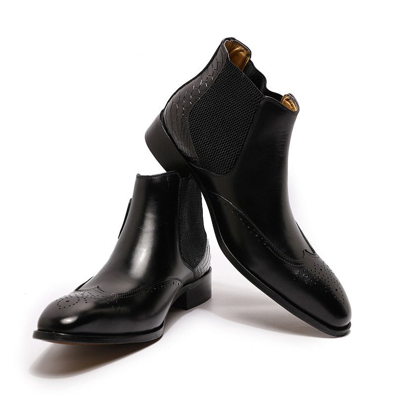The Fiero - Luxury Chelsea Ankle Leather Boots For Men