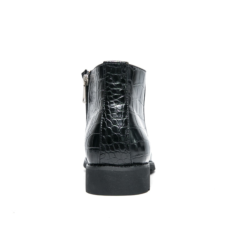 La Versana - Alligator Print Leather Boots For Men (Chelsea Zipper boots) - Ashour Shoes