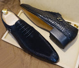 Emporimus2 - Suede & Alligator Print Leather Oxford Single Buckle dress Shoes - Ashour Shoes