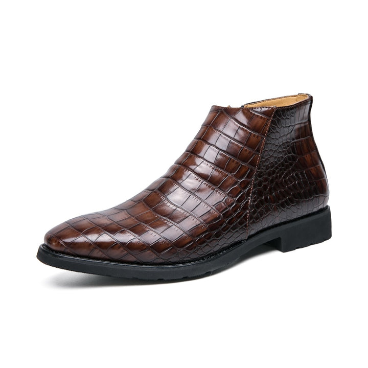 La Versana - Alligator Print Leather Boots For Men (Chelsea Zipper boots) - Ashour Shoes