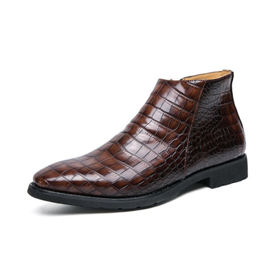 La Versana - Alligator Print Leather Boots For Men (Chelsea Zipper boots)