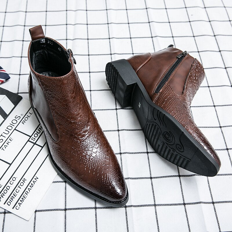 il Paviese2 - Patent Leather Ankle Boots ( Zipper Boots For Men) - Ashour Shoes