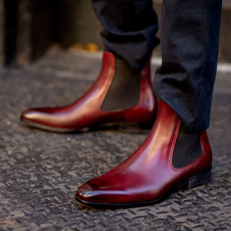 il Rossone - Red Bottom Chelsea Leather Boots for men - Ashour Shoes