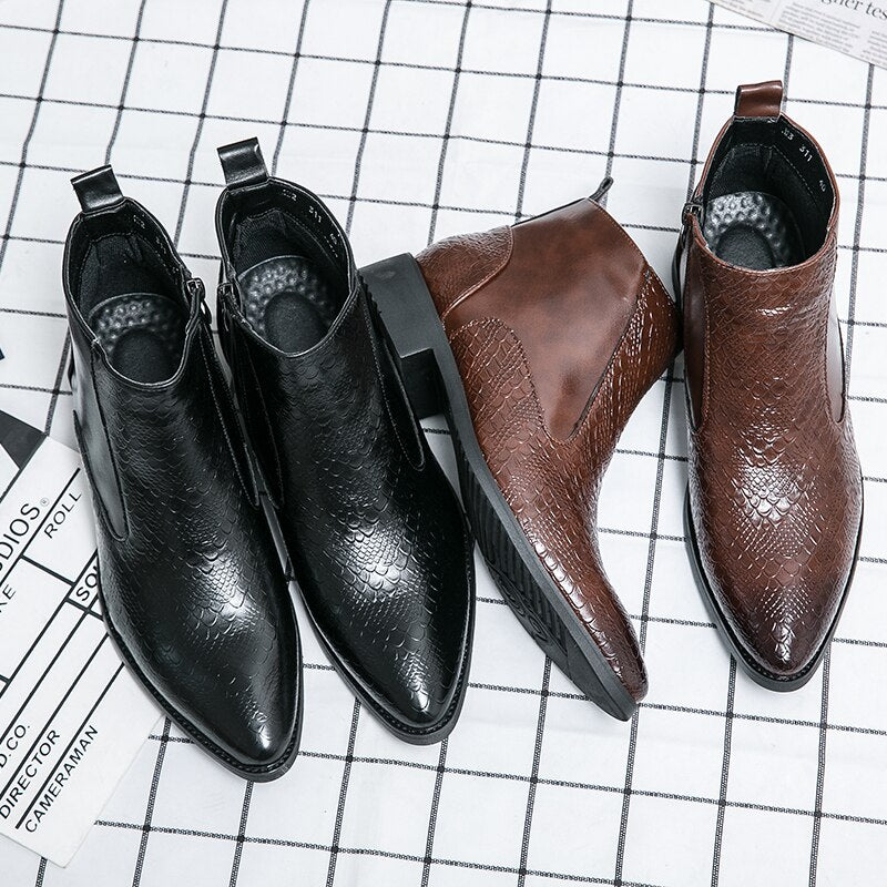 il Paviese2 - Patent Leather Ankle Boots ( Zipper Boots For Men) - Ashour Shoes