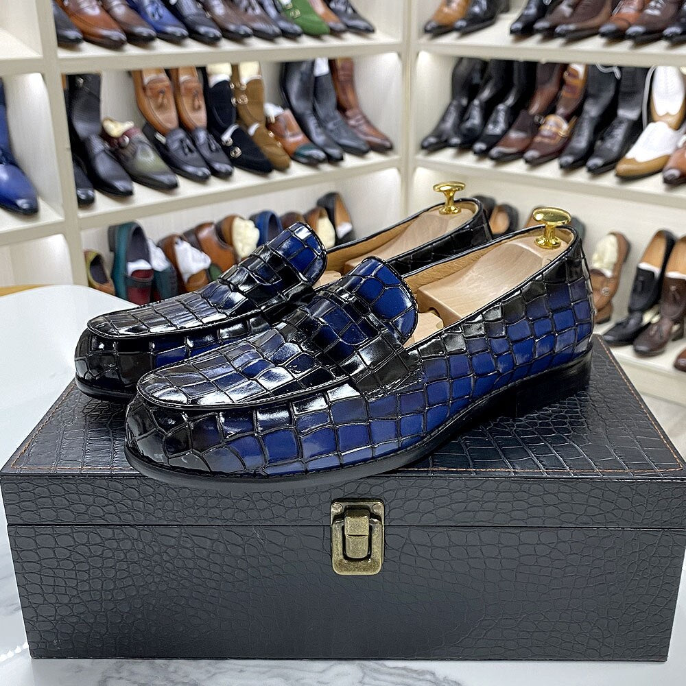 Brera - Luxury Alligator Print Leather Loafers (Crocodile Pattern Loafers)