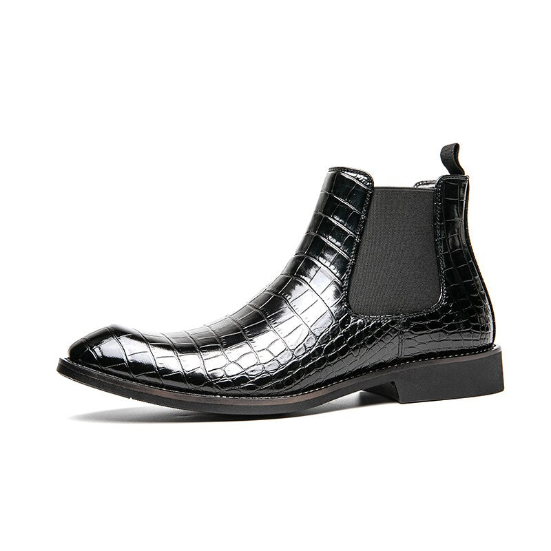 The Croci - Unique Crocodile pattern leather CHELSEA boots for men - Ashour Shoes