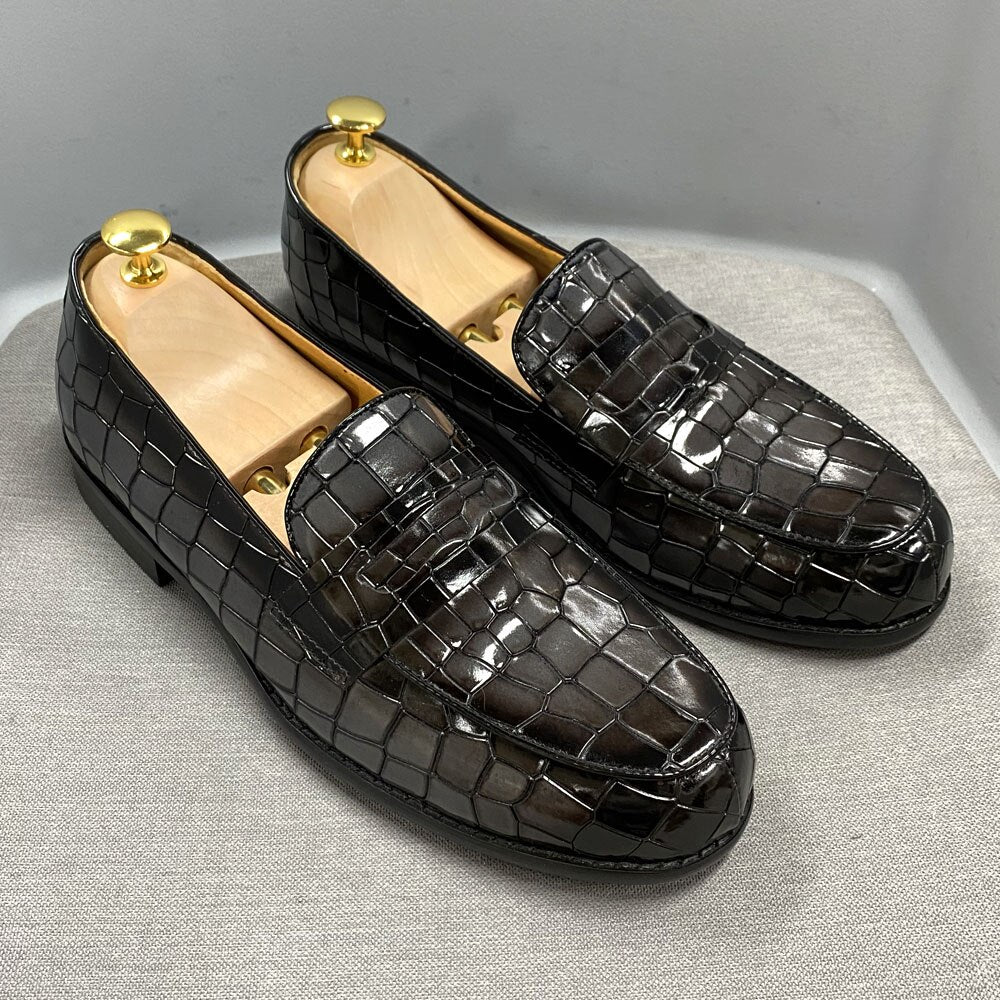 Brera - Luxury Alligator Print Leather Loafers (Crocodile Pattern Loafers)