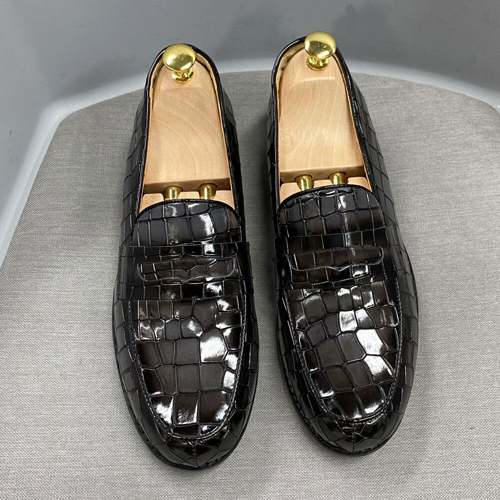 Brera - Luxury Alligator Print Leather Loafers (Crocodile Pattern Loafers)