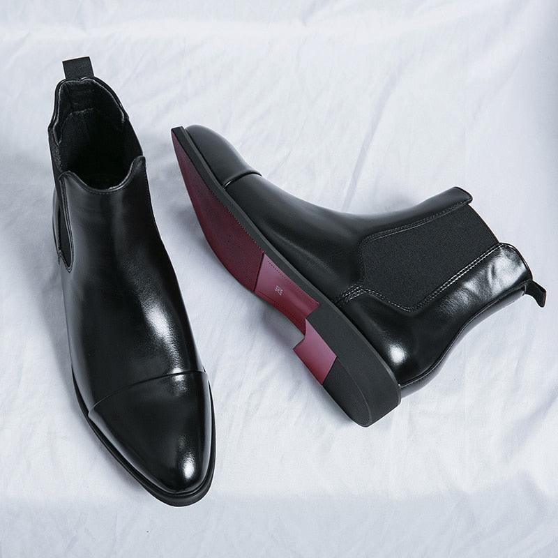 Roma - Red Bottom Chelsea Boots for Men Black / 45