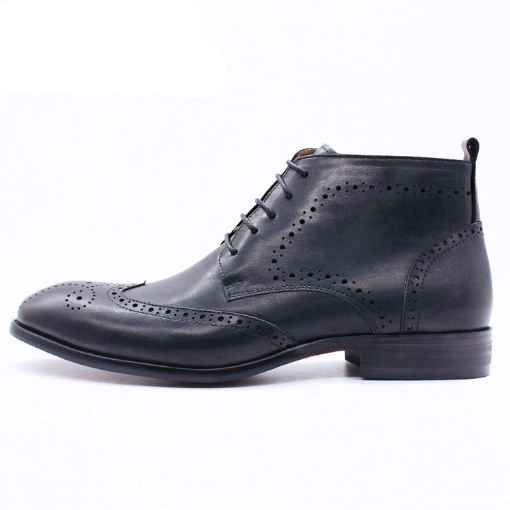 The Fazona2 - Luxury Brogue Leather Ankle Boots For Men - Ashour Shoes