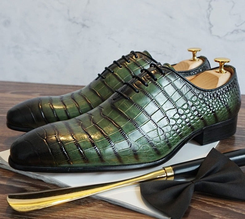 The DaoChen Alligator - Crocodile Pattern leather Captoe Oxford Dress Shoes - Ashour Shoes