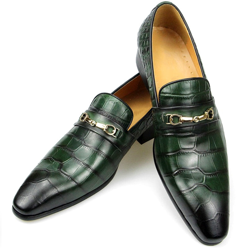 The coccodrillo 2 - Crocodile pattern leather loafers for men
