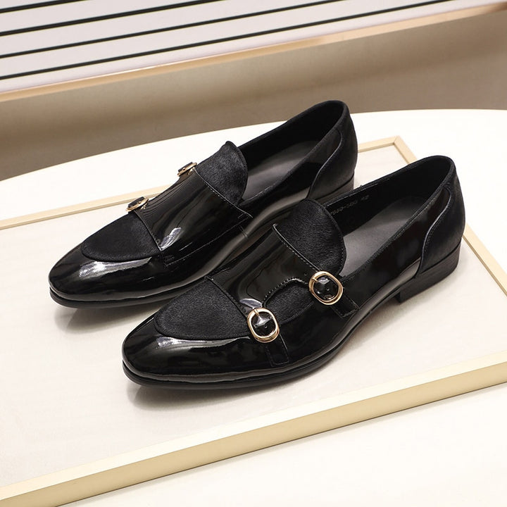 Il Doppione - Luxury Double Monk-strap Patent Leather Loafers (Red bottom)