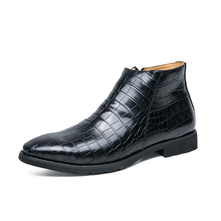 La Versana - Alligator Print Leather Boots For Men (Chelsea Zipper boots) - Ashour Shoes