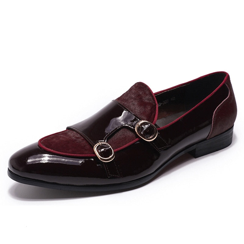Il Doppione - Luxury Double Monk-strap Patent Leather Loafers (Red bottom)