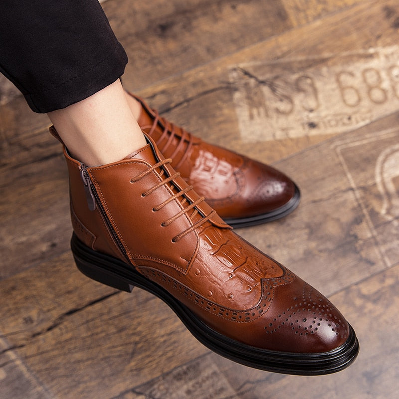 La Officina2 Ankle boots - Wingtip Leather Ankle boots for men (with zipper) - Ashour Shoes