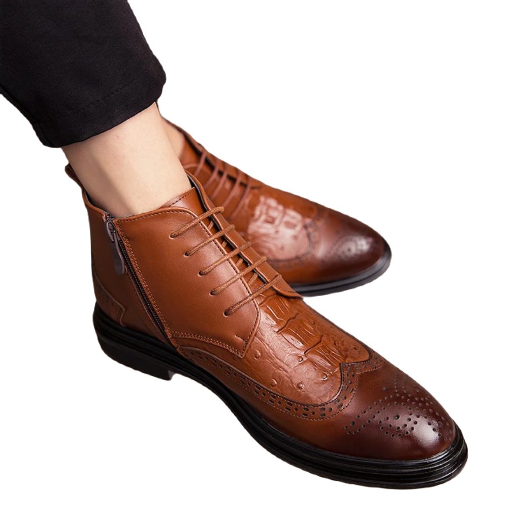 La Officina2 Ankle boots - Wingtip Leather Ankle boots for men (with zipper) - Ashour Shoes