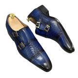 La Ricchezza - Double Monk Alligator Print Leather Dress Shoes - Ashour Shoes