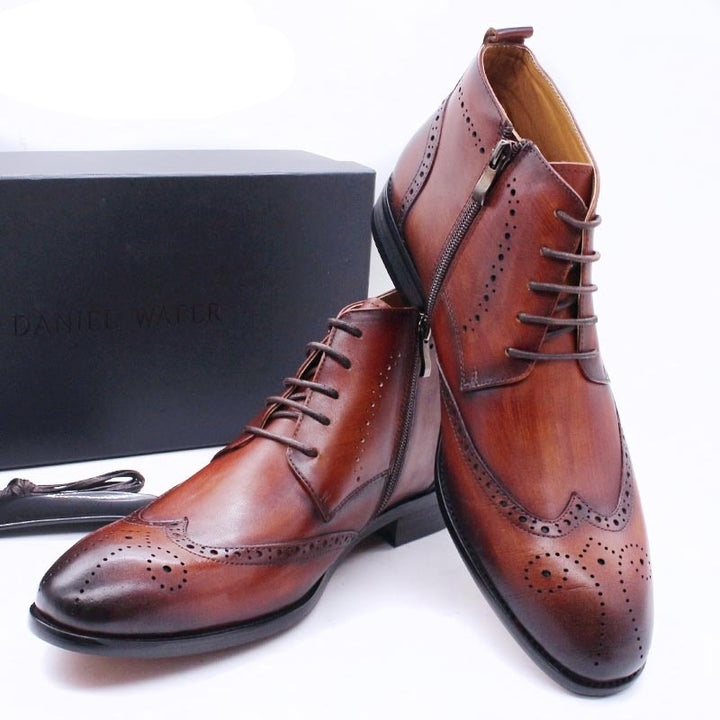 The Fazona2 - Luxury Wingtip Leather Ankle Boots For Men