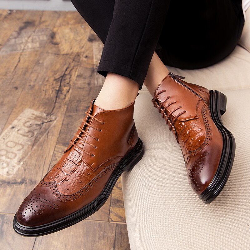 La Officina2 Ankle boots - Wingtip Leather Ankle boots for men (with zipper) - Ashour Shoes