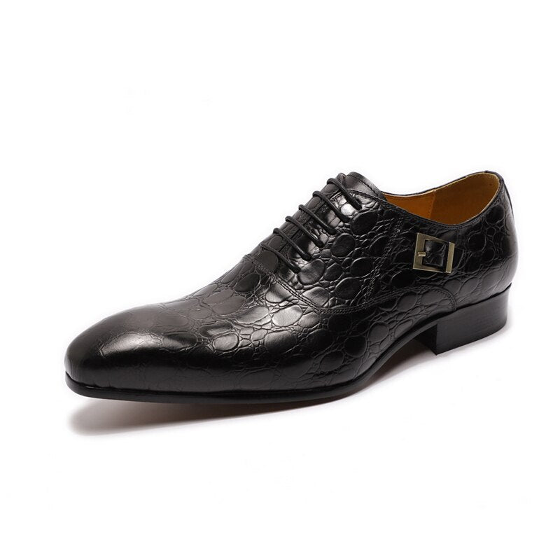 The Emporiums - Luxury Leather Captoe Oxford with alligator Print (Top of the line Shoes)