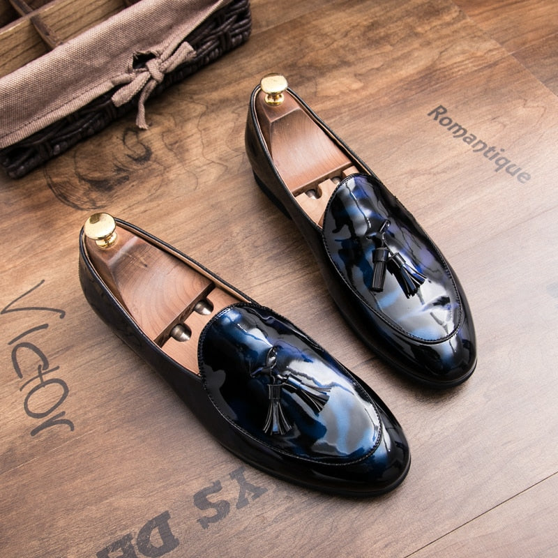 il Lussone - Italian Style Patent Leather tassel Loafers for Men - Ashour Shoes