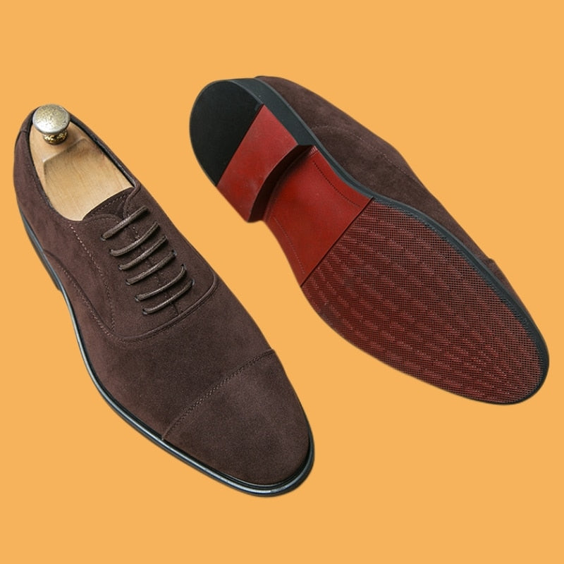 The Brogue - Red bottom Suede leather oxfords - Ashour Shoes