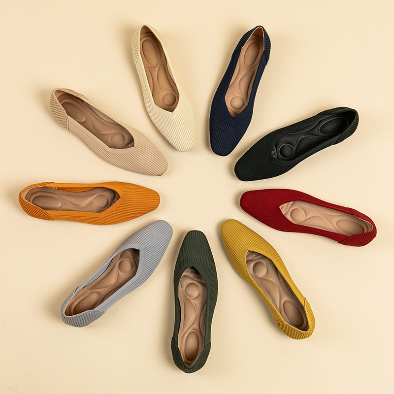 The EcoStride - Square-Toe V-Cut Flats Cruelty-free footwear For Women