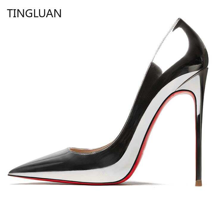 The POX - Patent Leather High Heel Red Bottoms Pumps For Women 8-12CM