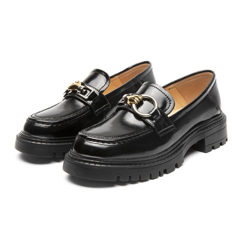 The Nina - Chunky Leather Penny Loafers For Women