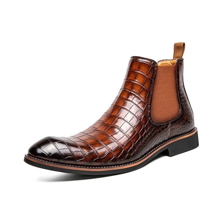 The Moro - Alligator Print Chelsea Leather Boots