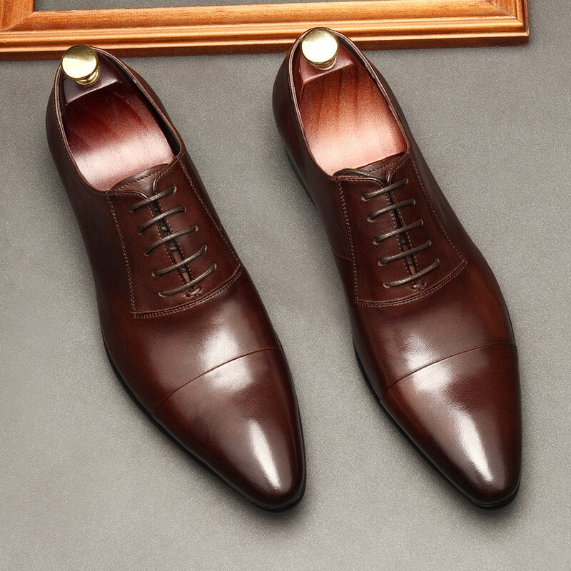 Adigano - Red bottom sole Leather Oxford Shoes For Men (luxury) - Ashour Shoes