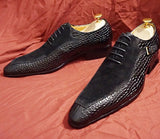 Emporimus2 - Suede & Alligator Print Leather Oxford Single Buckle dress Shoes - Ashour Shoes