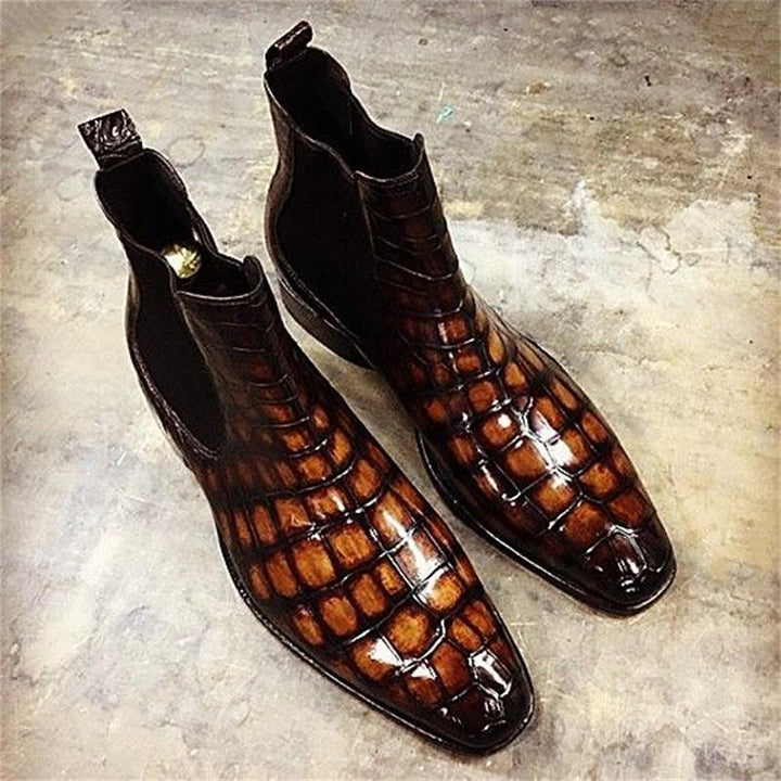 The Croci - Unique Crocodile pattern leather CHELSEA boots for men - Ashour Shoes